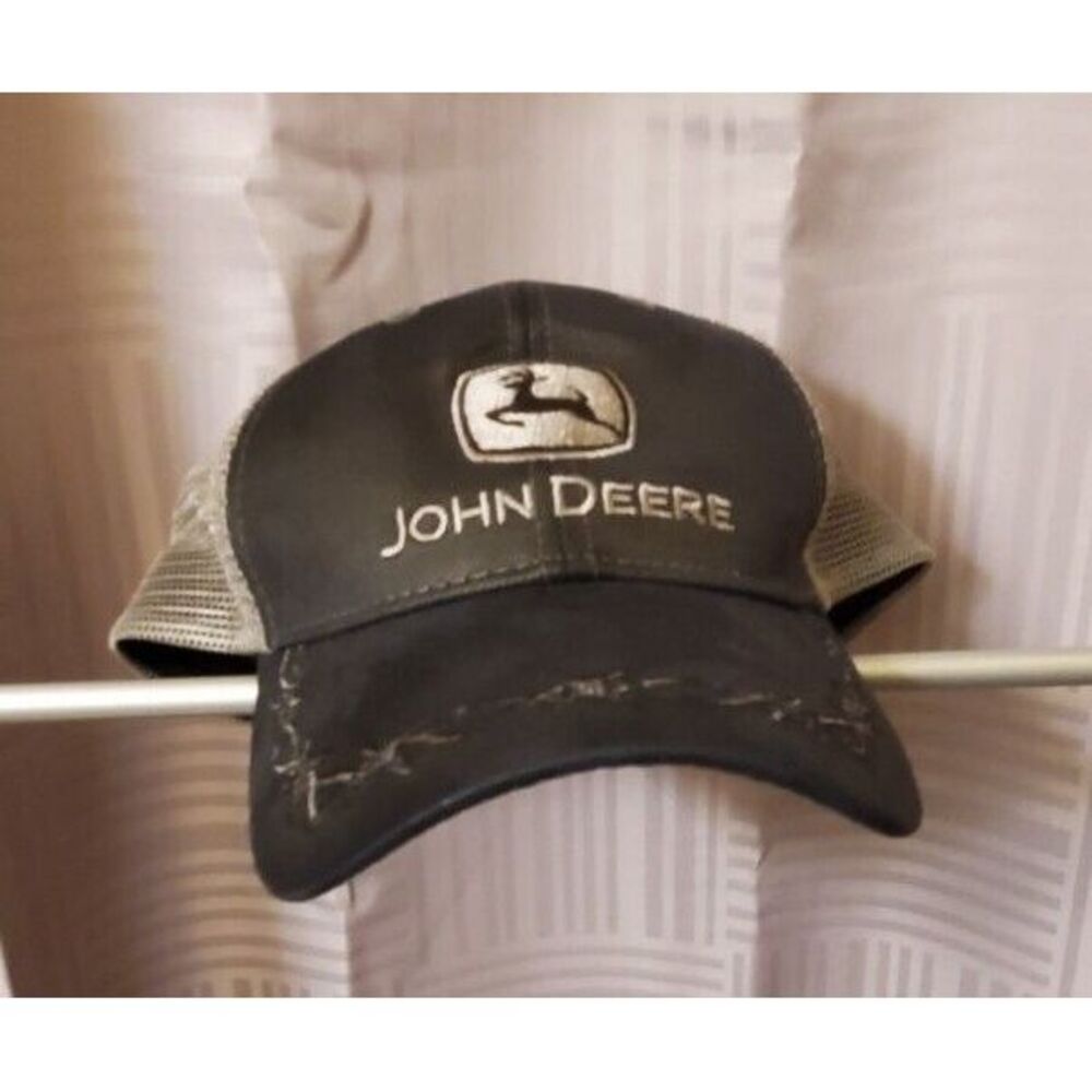 John Deere Grey  Black Snapback‎ Hat Deere Country Baseball Cap